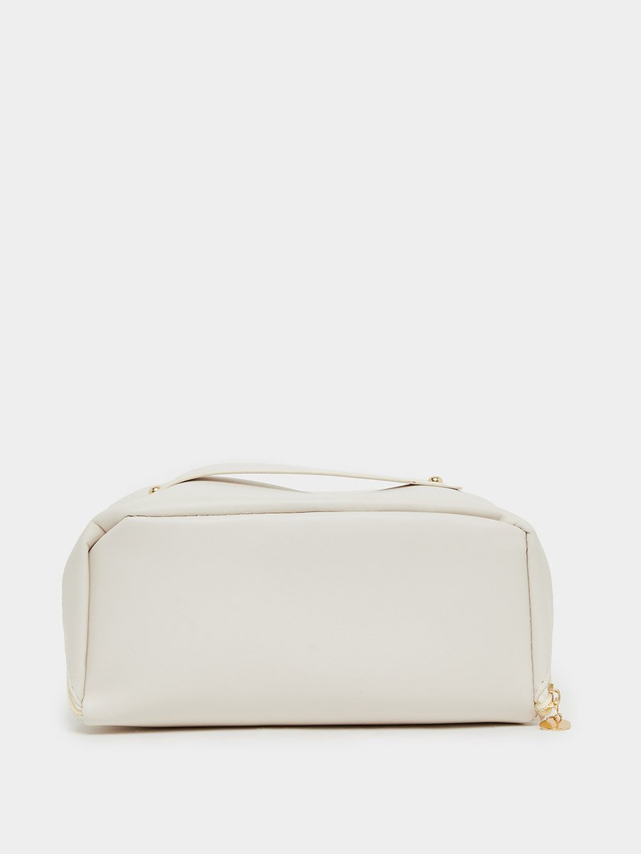 Plain Cosmetic Bag with Zip Closure and Top Handle