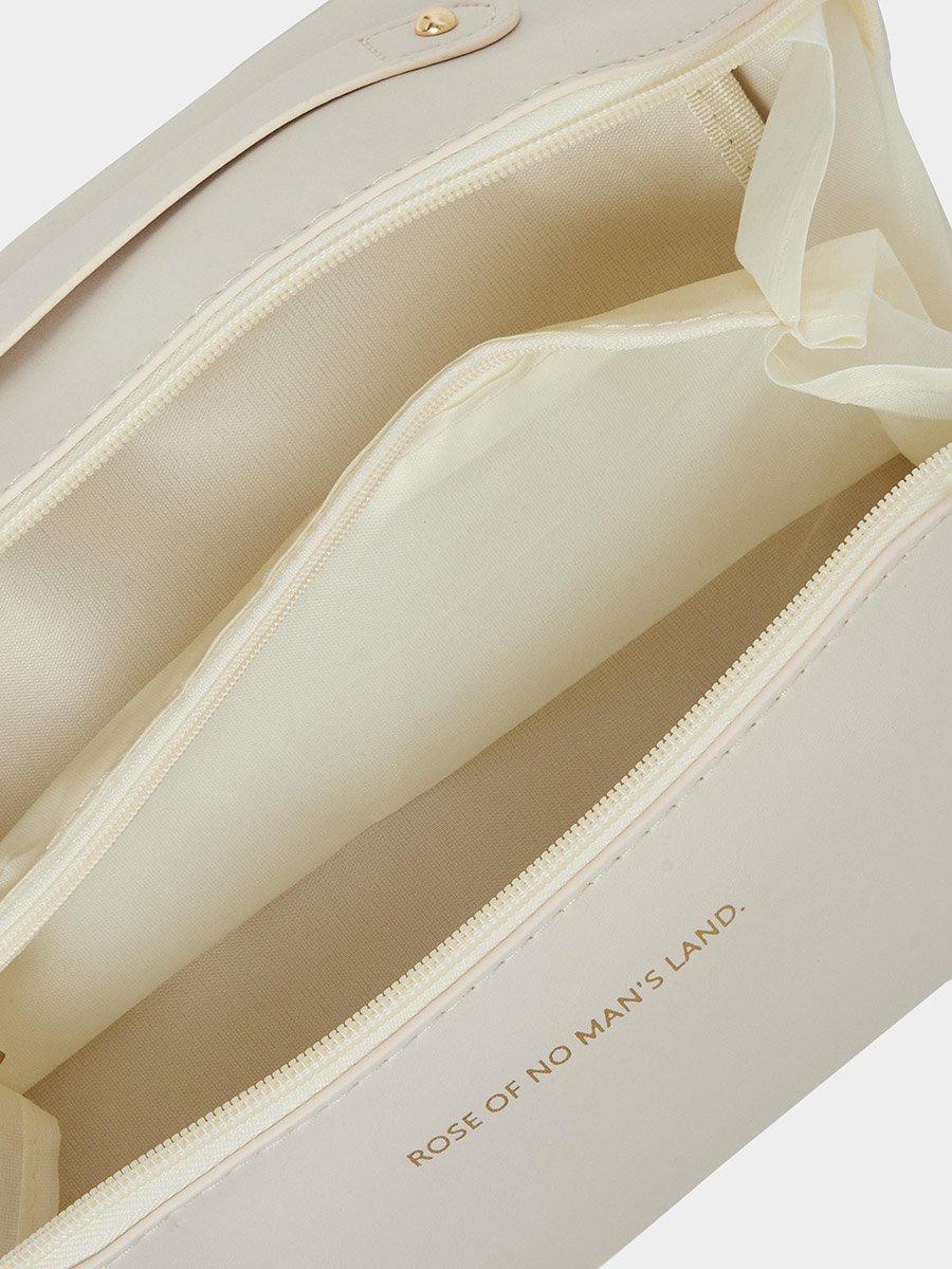 Plain Cosmetic Bag with Zip Closure and Top Handle