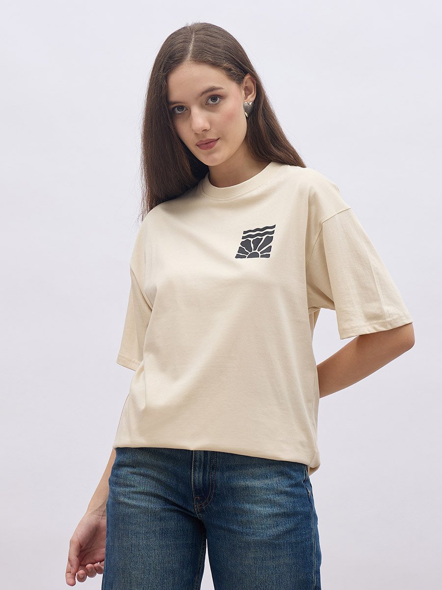 Slogan Print Short Sleeve Oversized T-Shirt
