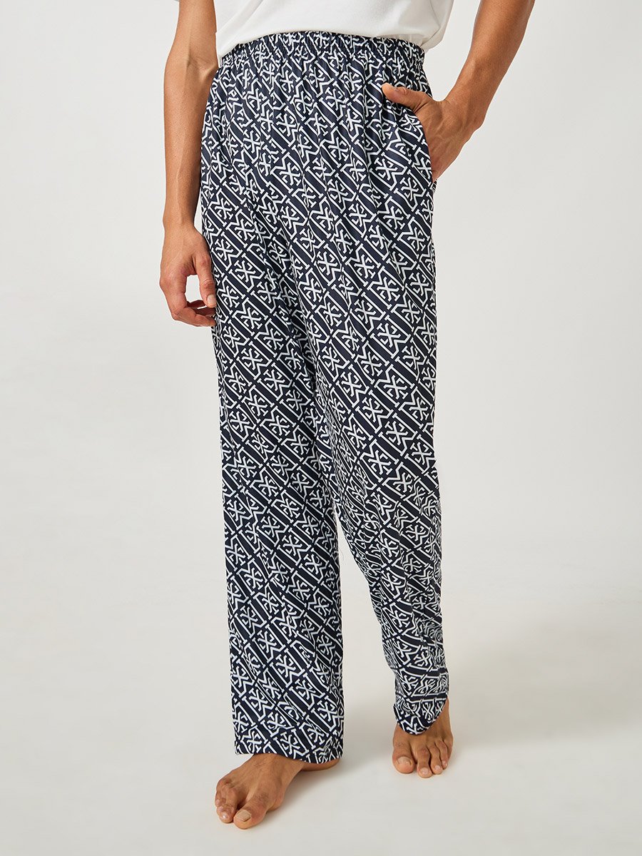 Solid Short Sleeve T-Shirt and All-Over Printed Pyjama Set