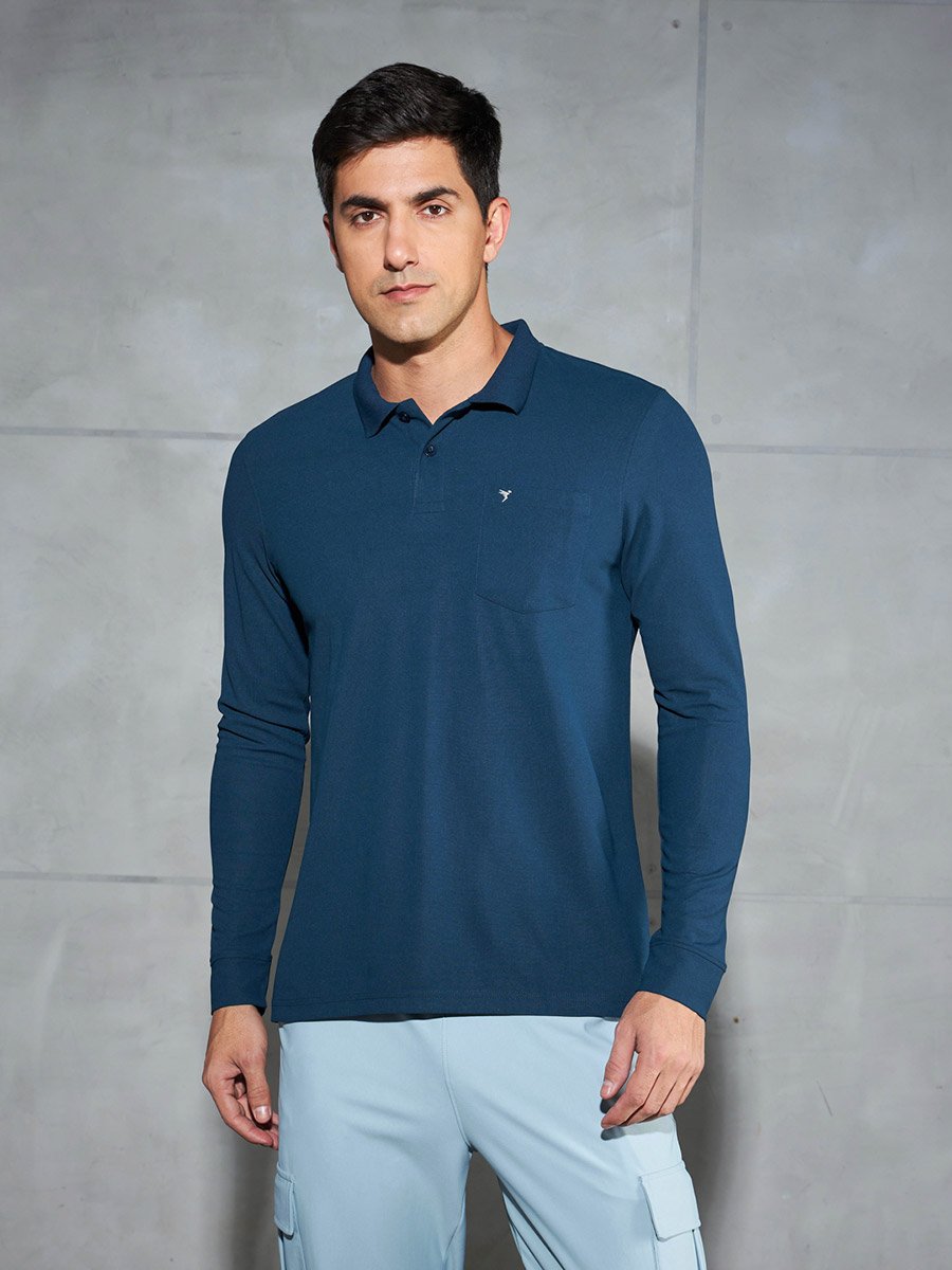 Solid Polo T-Shirt with Pocket Detail