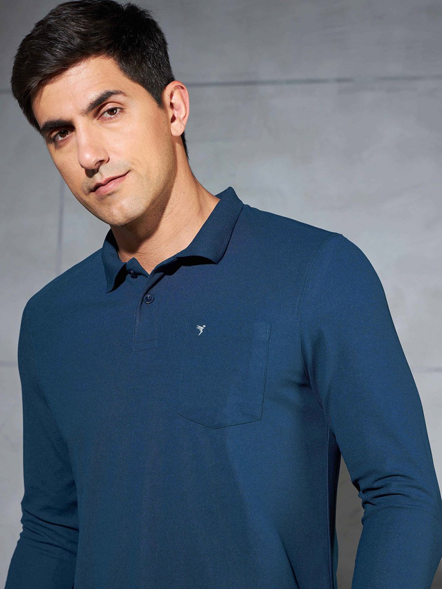 Solid Polo T-Shirt with Pocket Detail