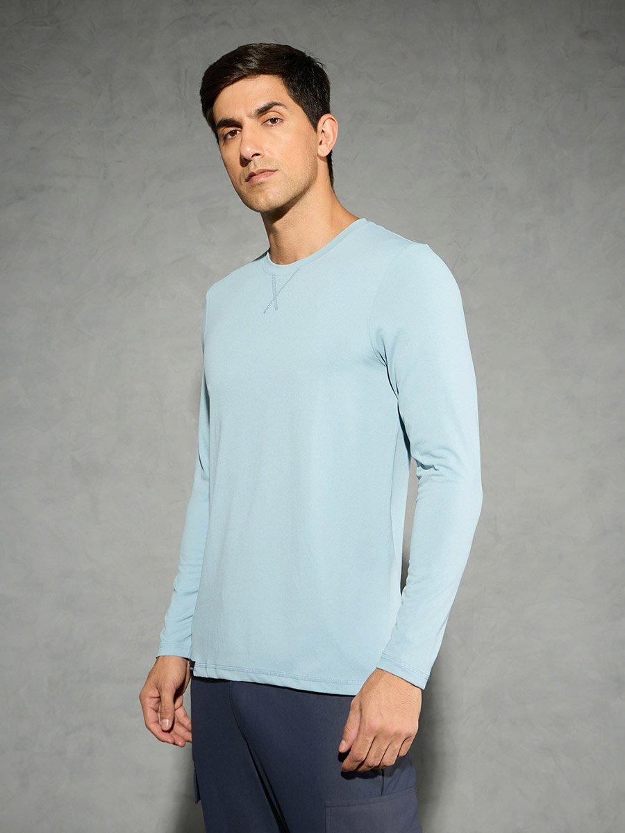 Solid Round Neck Long Sleeve T-Shirt