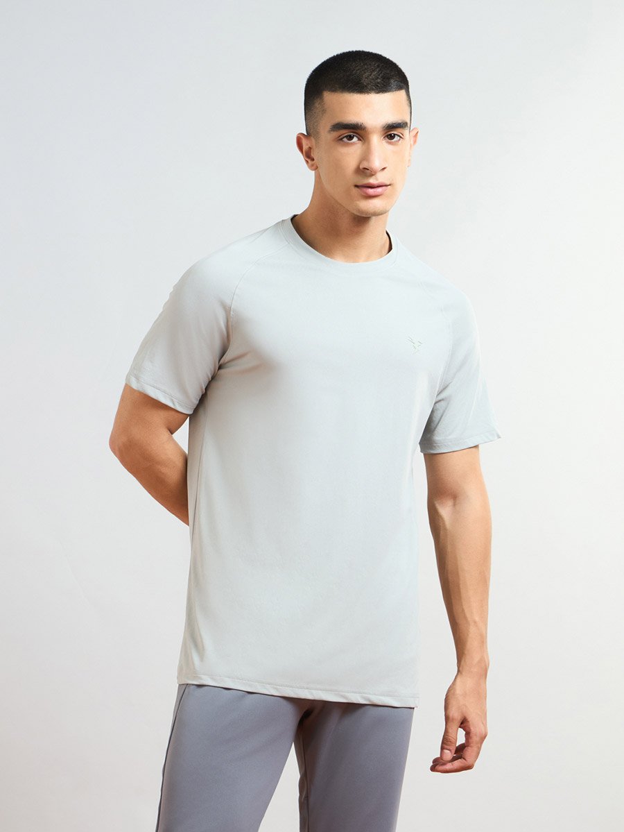 Solid Raglan Sleeves Round Neck T-Shirt