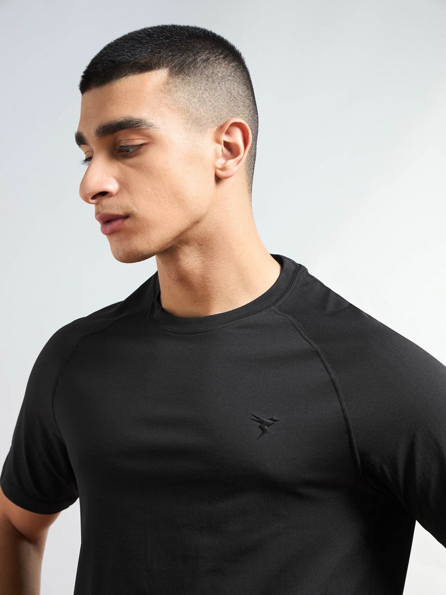 Solid Raglan Sleeves Round Neck T-Shirt