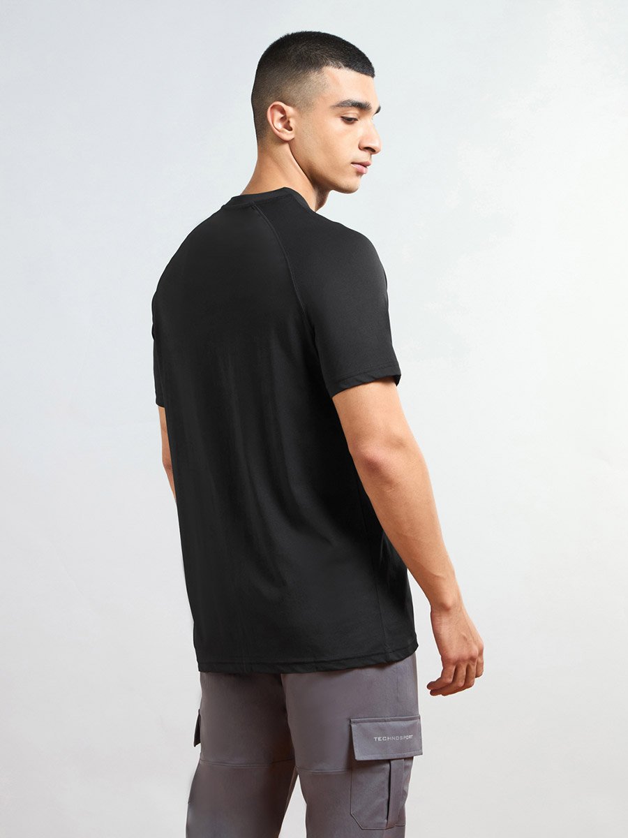 Solid Raglan Sleeves Round Neck T-Shirt