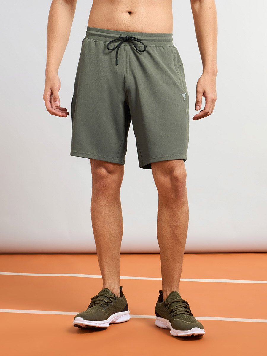 Men Solid Slim Fit Shorts with TS Flexi