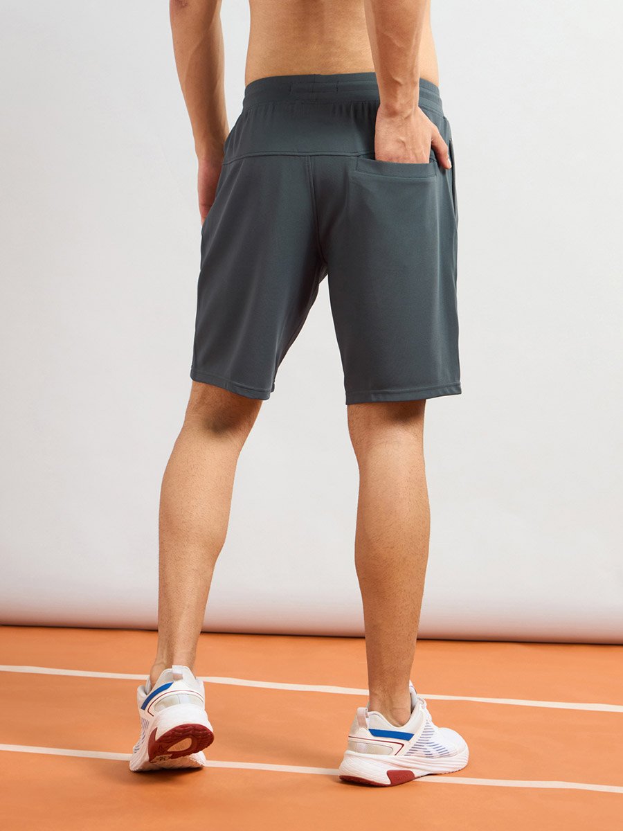 Solid Slim Fit Sports Shorts with Drawstring