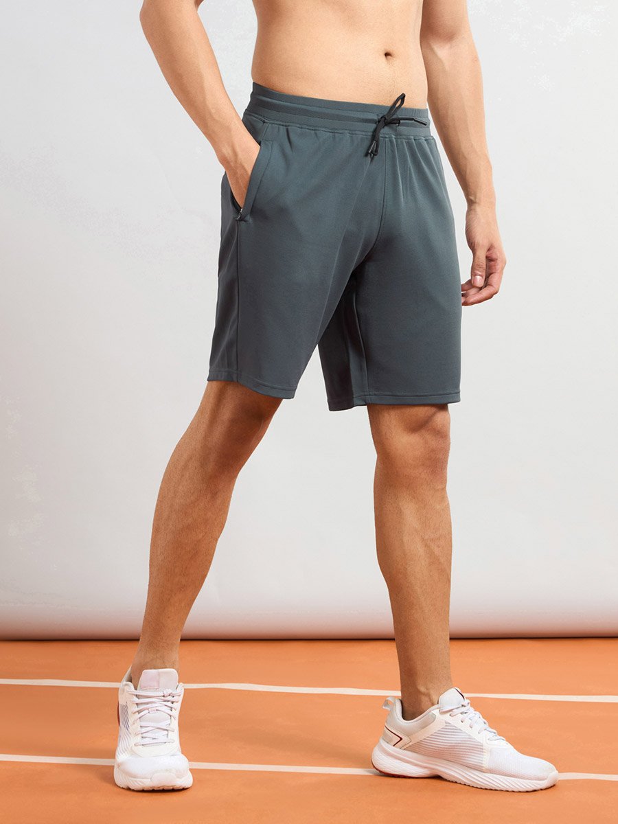 Solid Slim Fit Sports Shorts with Drawstring