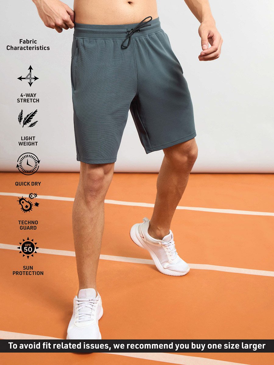 Solid Slim Fit Sports Shorts with Drawstring
