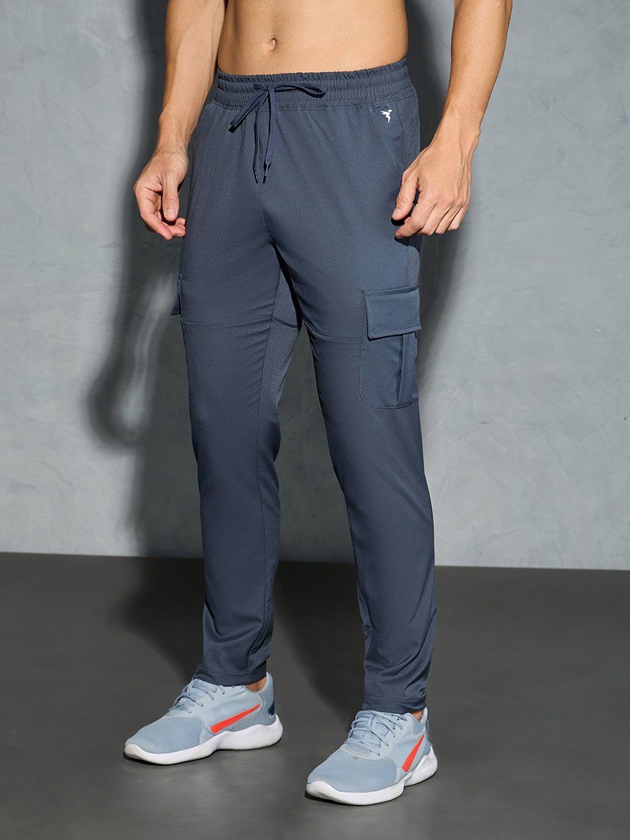 Men Solid Relaxed Fit Cargo Pants with TS FLEXI