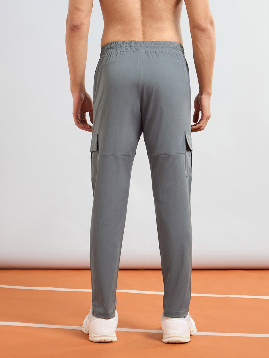 Men Solid Relaxed Fit Cargo Pants with TS FLEXI