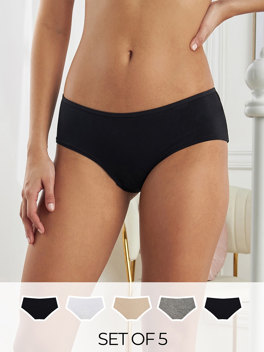 Pack of 5 - Plain Boyshort Briefs with Elasticised Waistband