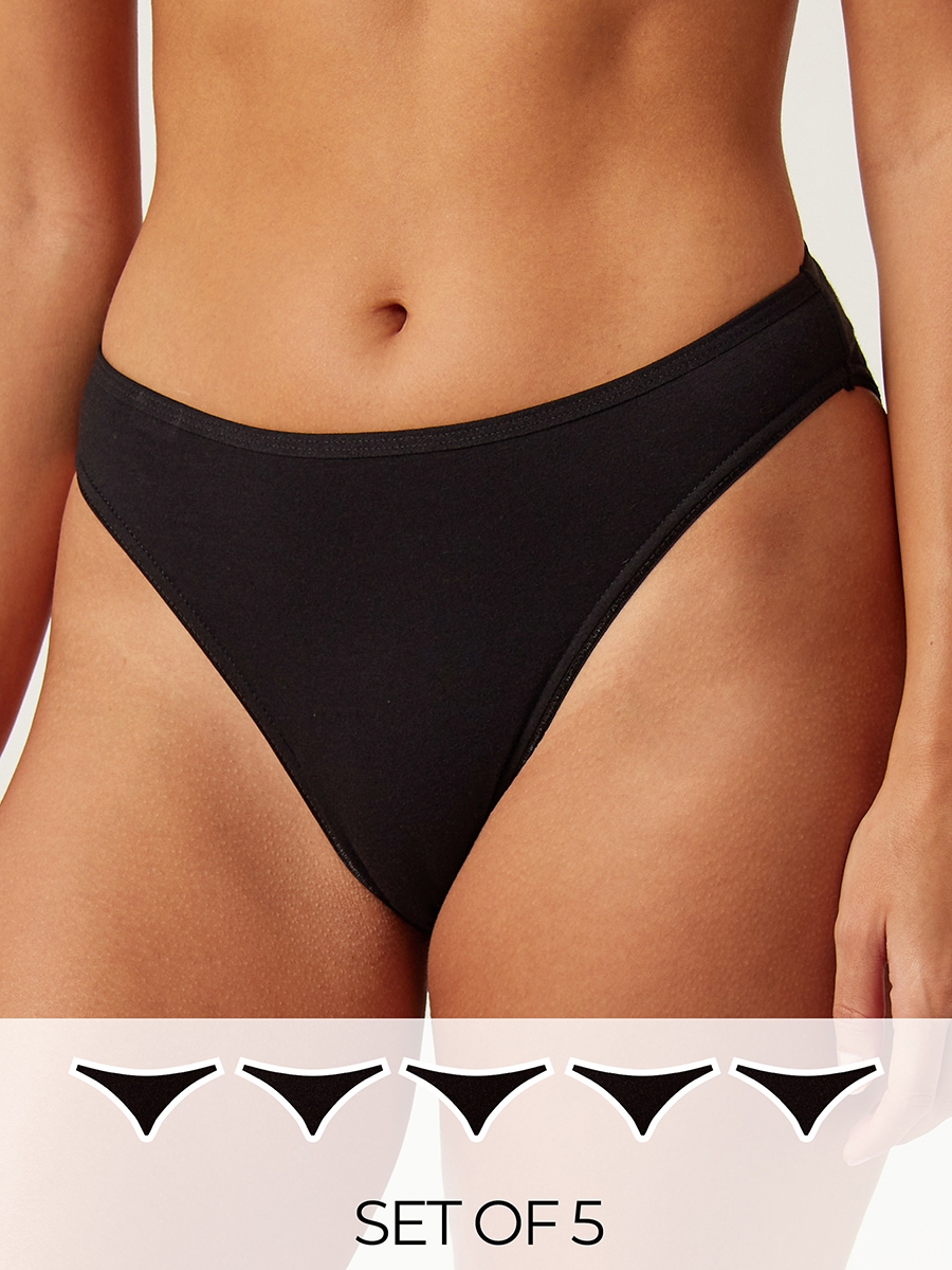 Pack of 5 - Hi-Leg Briefs with Elasticised waistband