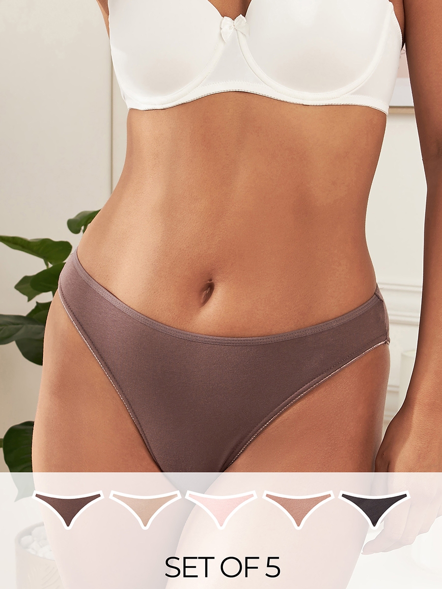 Pack of 5 - Hi-Leg Briefs with Elasticised Waistband