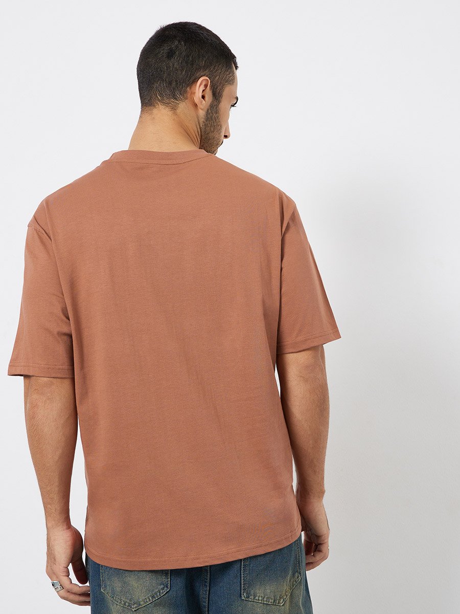 Men Brown Celestial Graphic Oversized T-Shirt