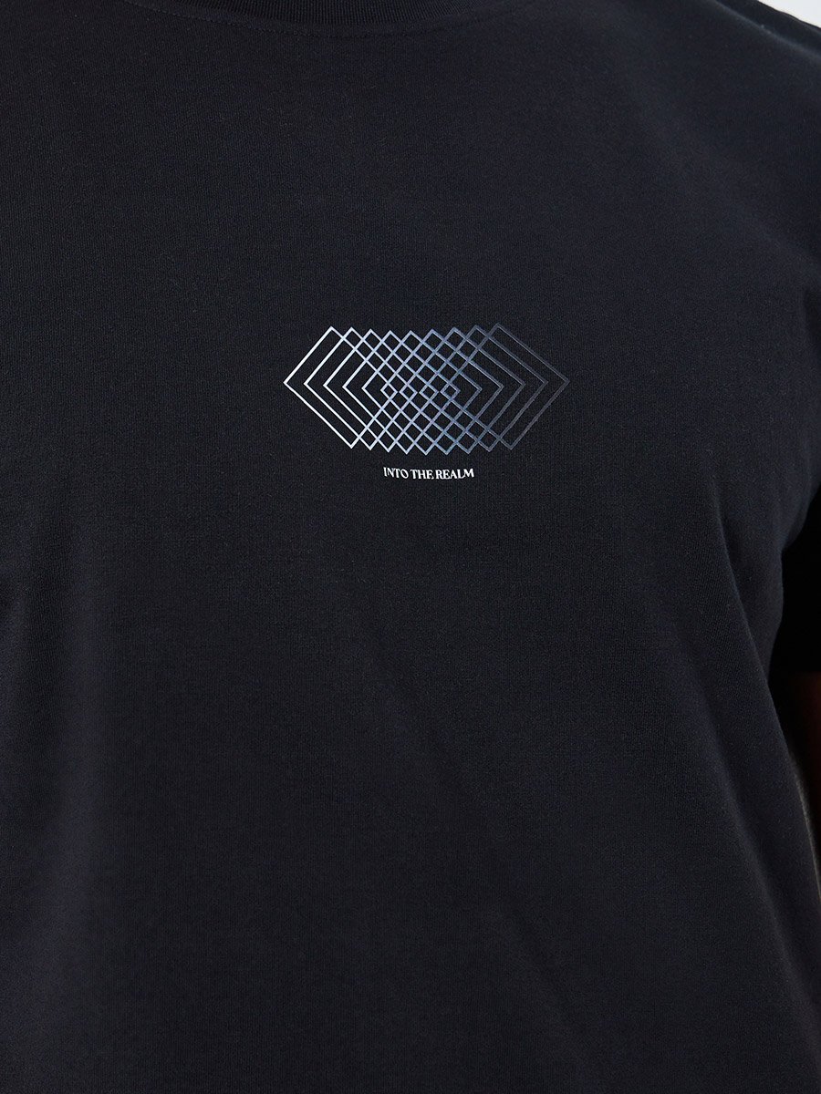 Men Black Graphic Print Crew Neck T-Shirt