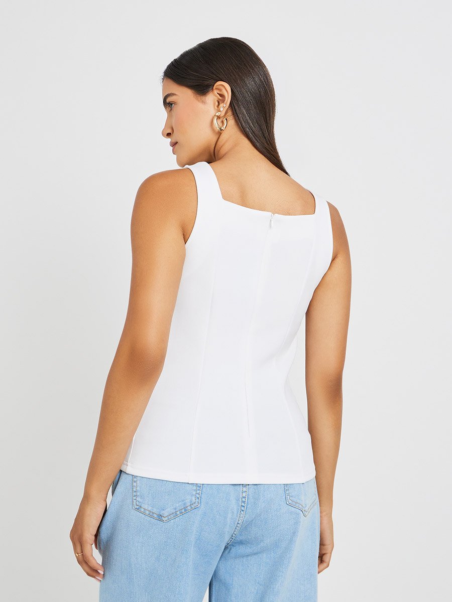 Solid Square Neck Sleeveless Top