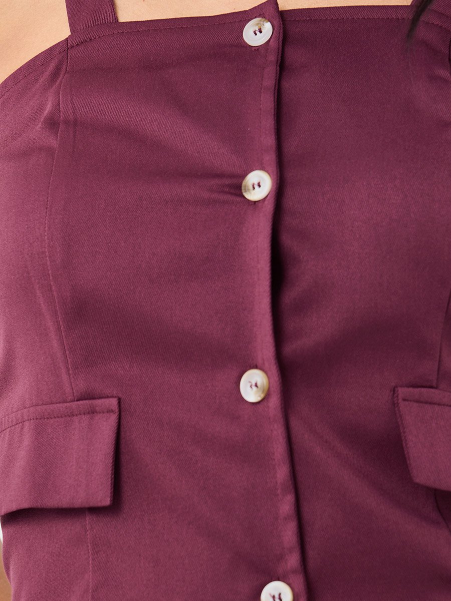 Strappy Buttoned Asymmetric Hem Waistcoat