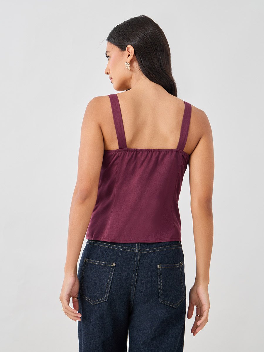 Strappy Buttoned Asymmetric Hem Waistcoat