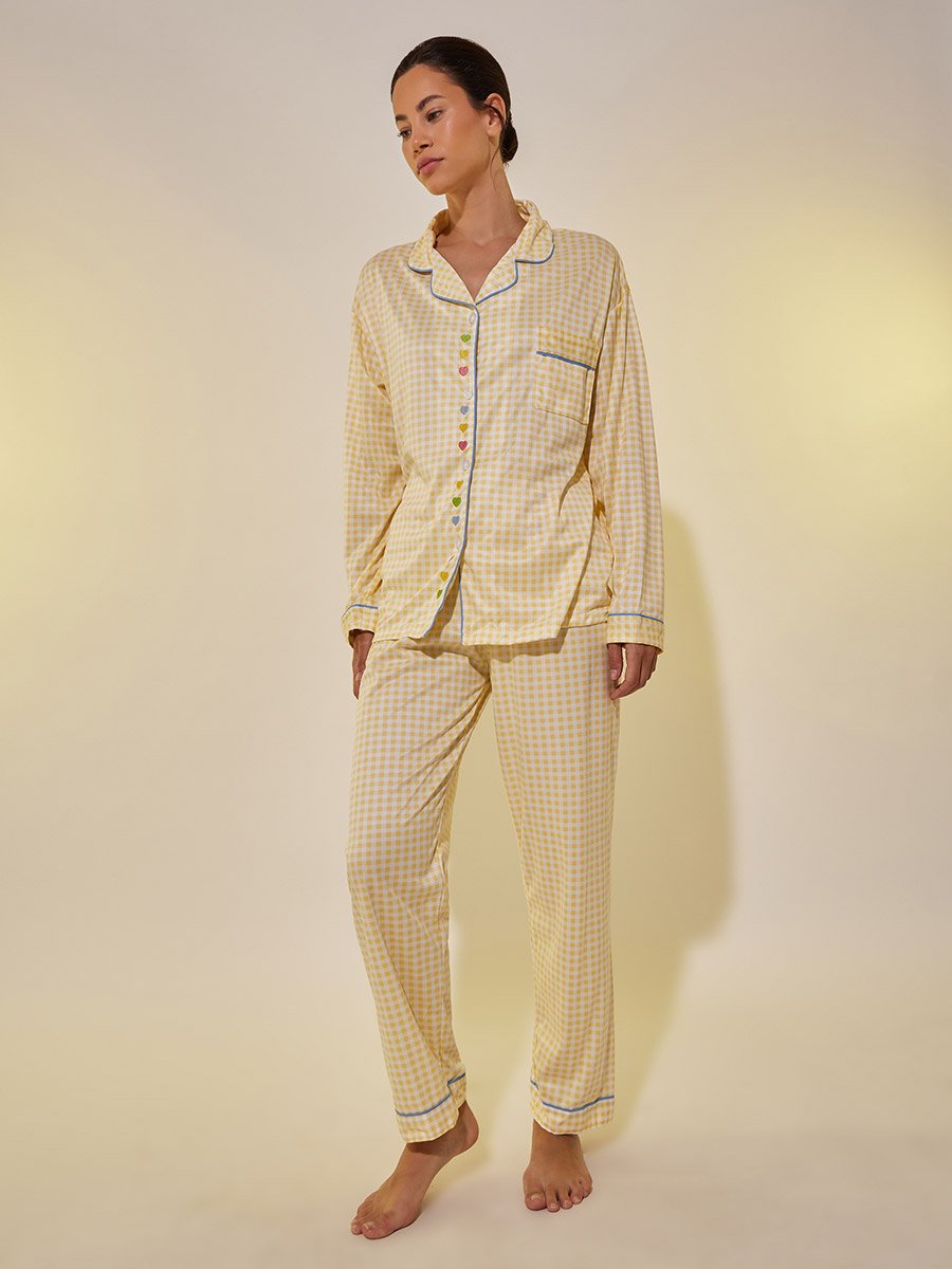Checked Long Sleeve Shirt and Pyjama Set
