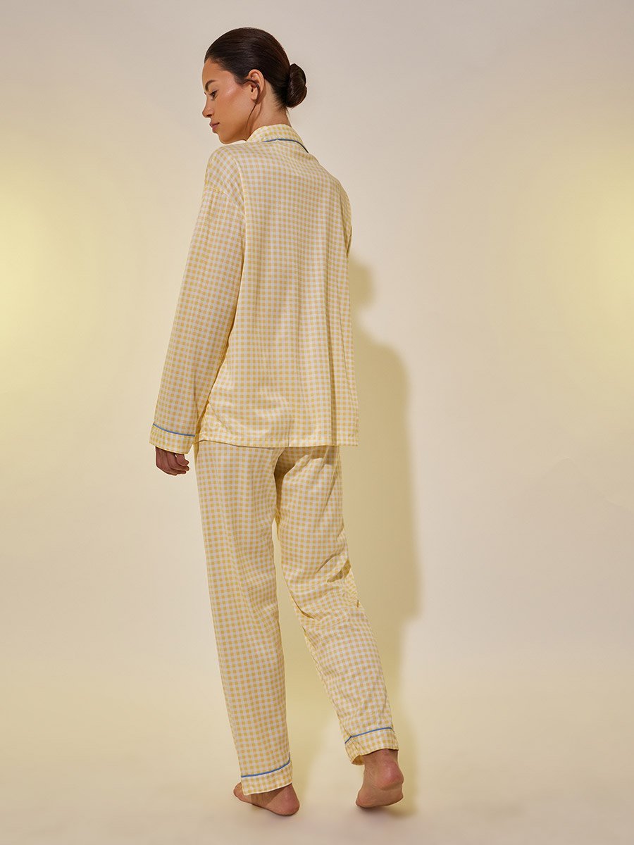 Checked Long Sleeve Shirt and Pyjama Set