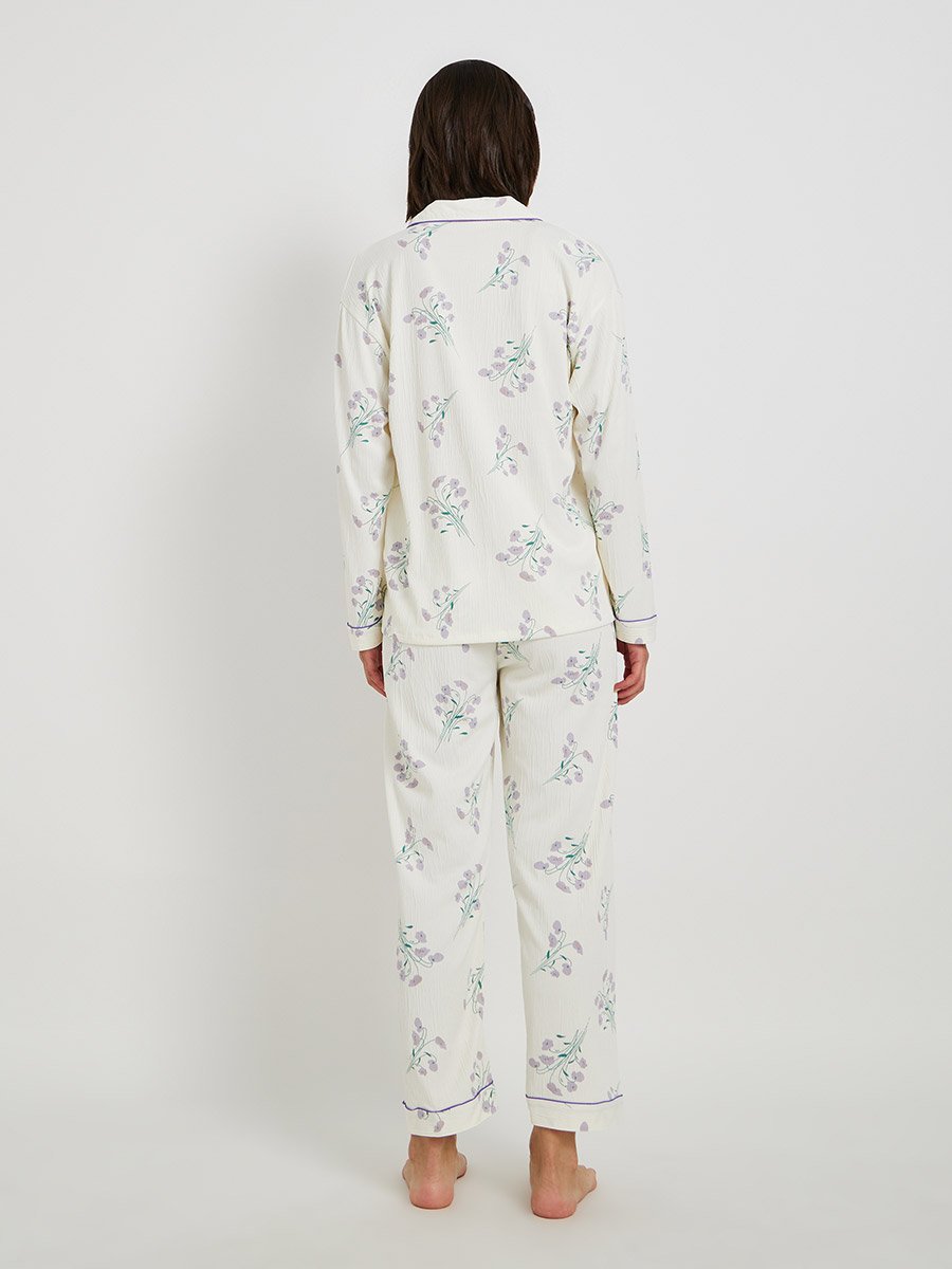 Floral Print Long Sleeve Shirt and Pyjama Set