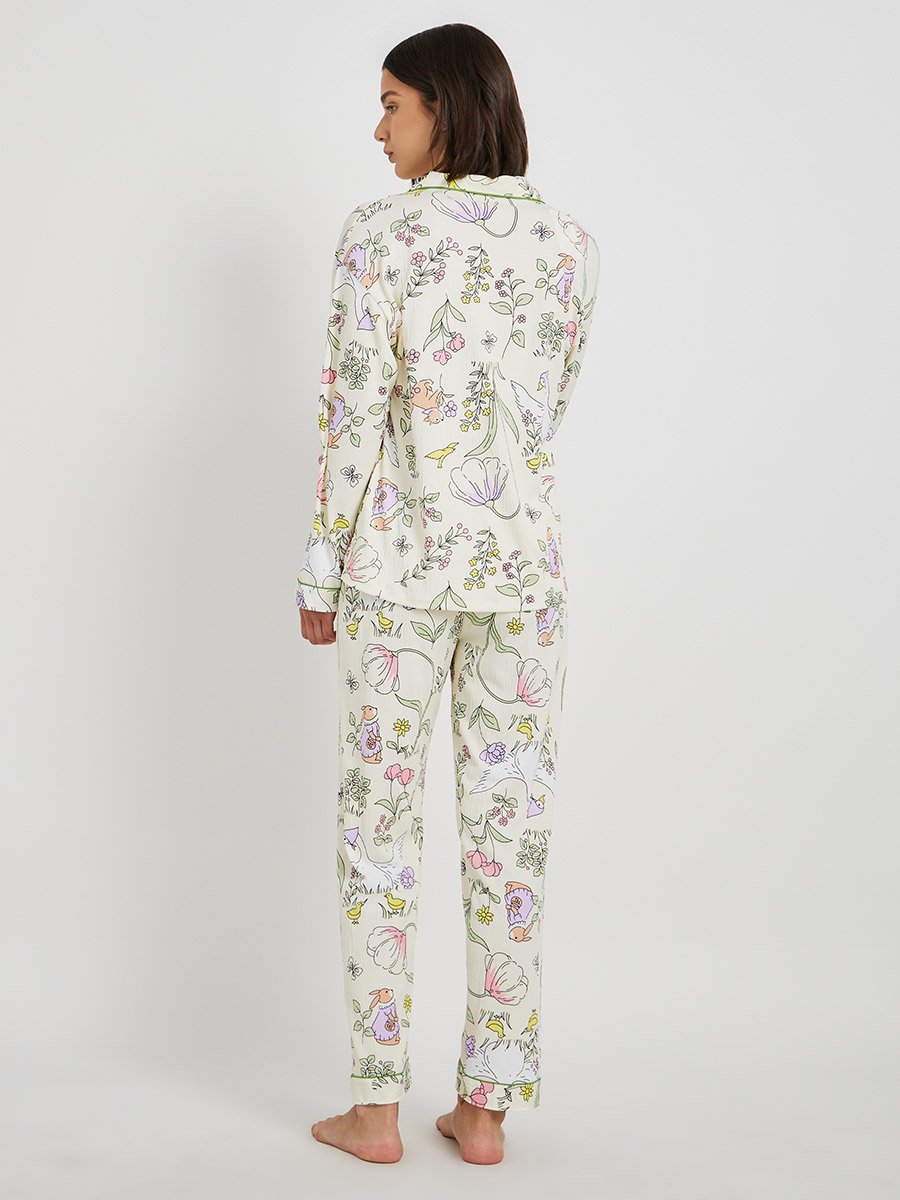 Floral Print Long Sleeve Shirt and Pyjama Set