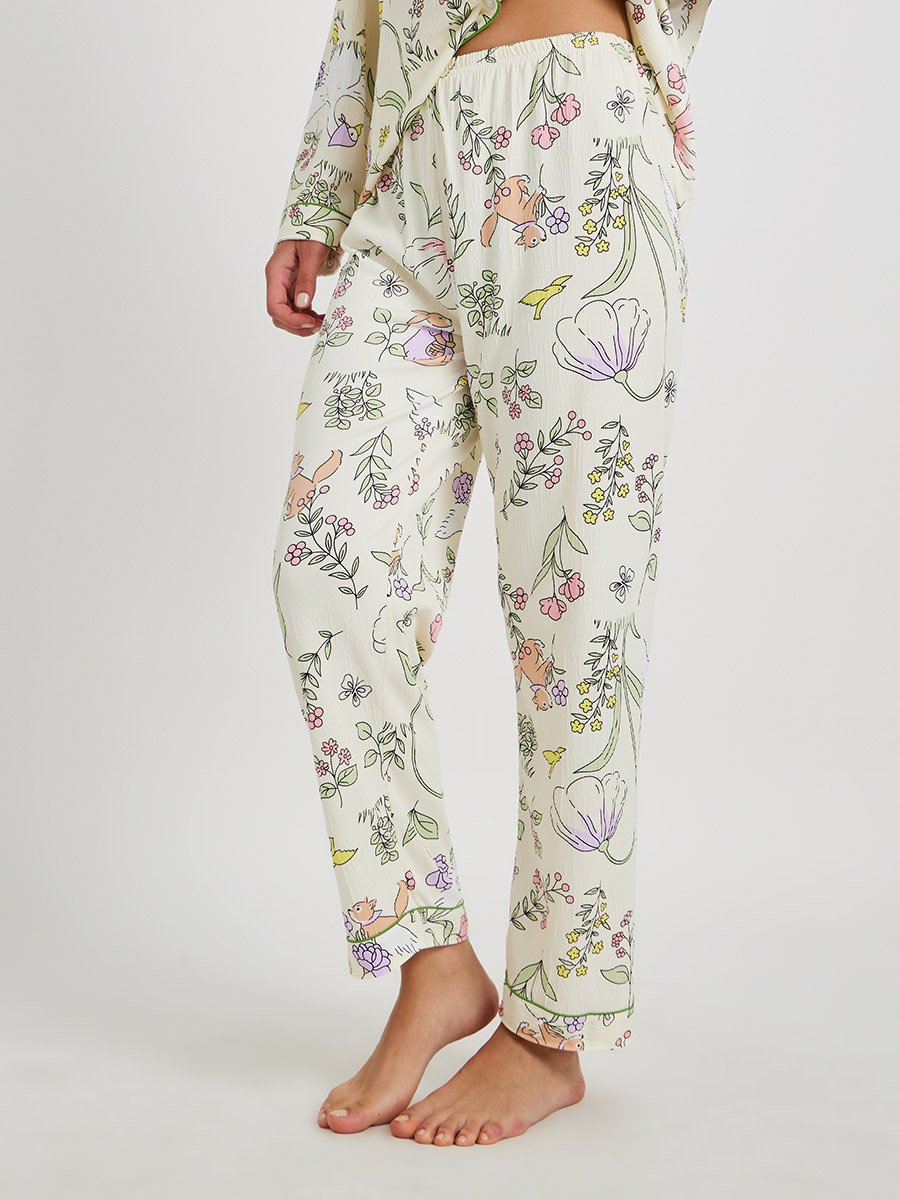 Floral Print Long Sleeve Shirt and Pyjama Set