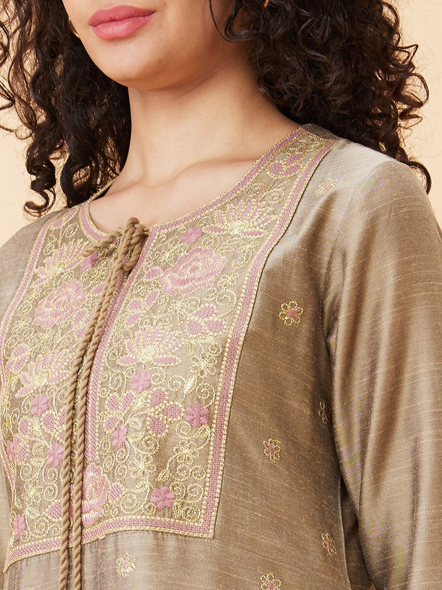 Embroidered Straight Kurta with Trouser Set