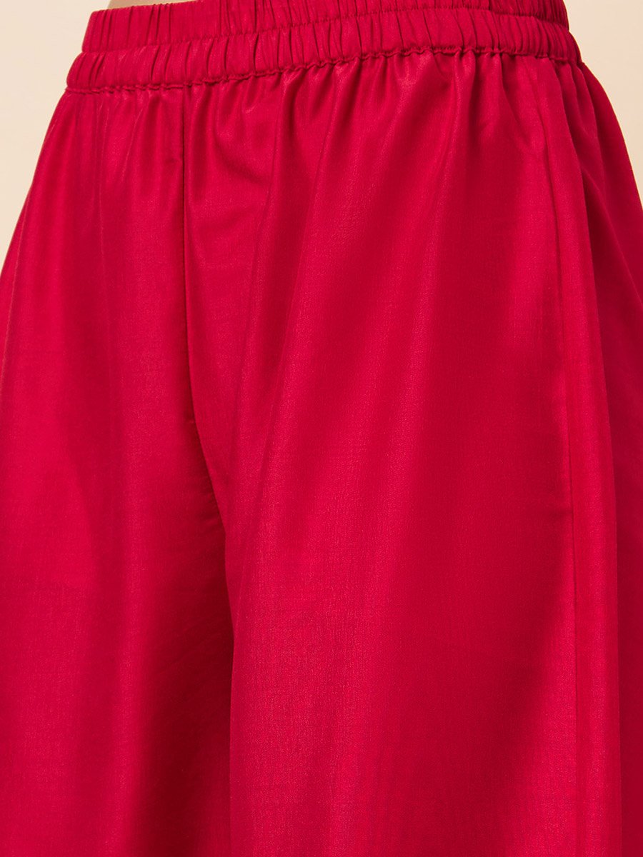 Embroidered V-Neck A-Line Kurta and Trouser Set