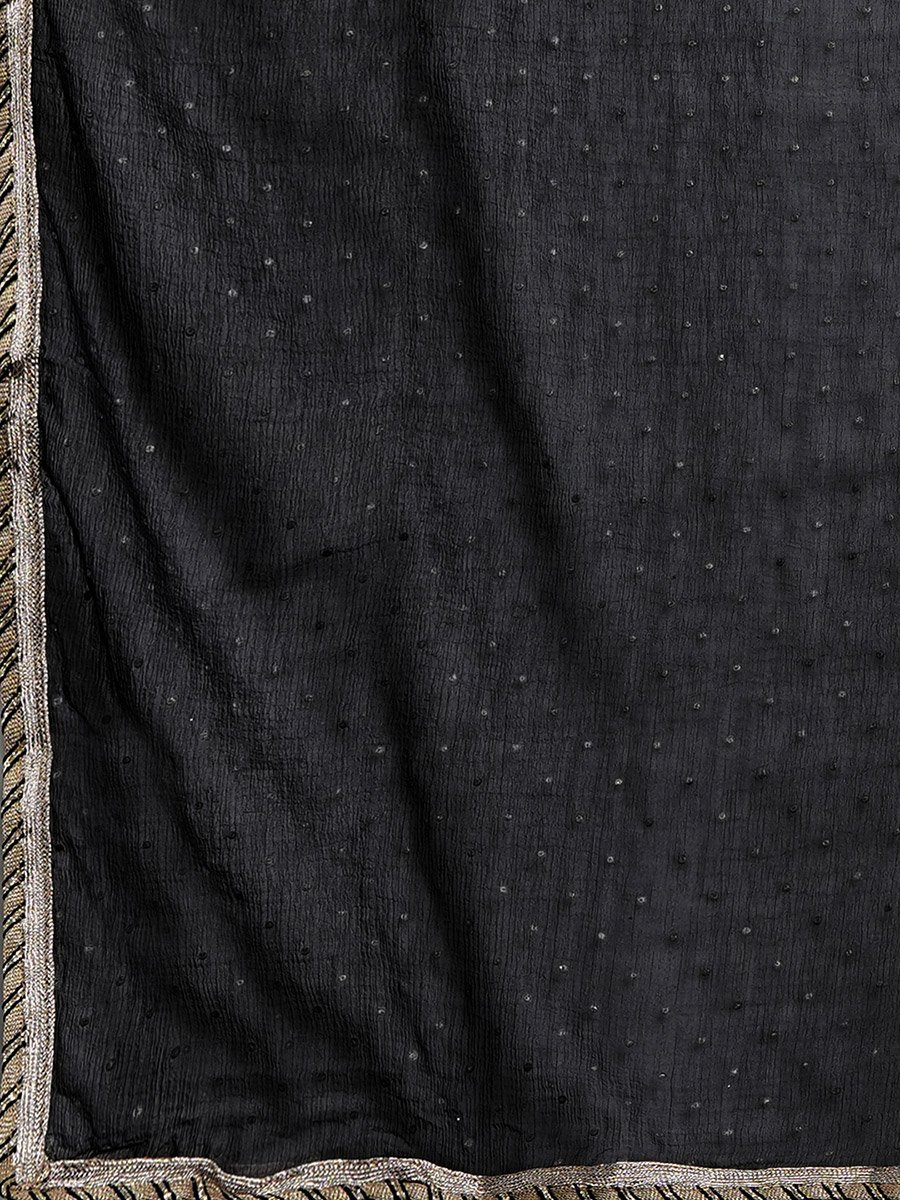 Embroidered Sleeves Straight Kurta with Pants and Sequined Dupatta Set