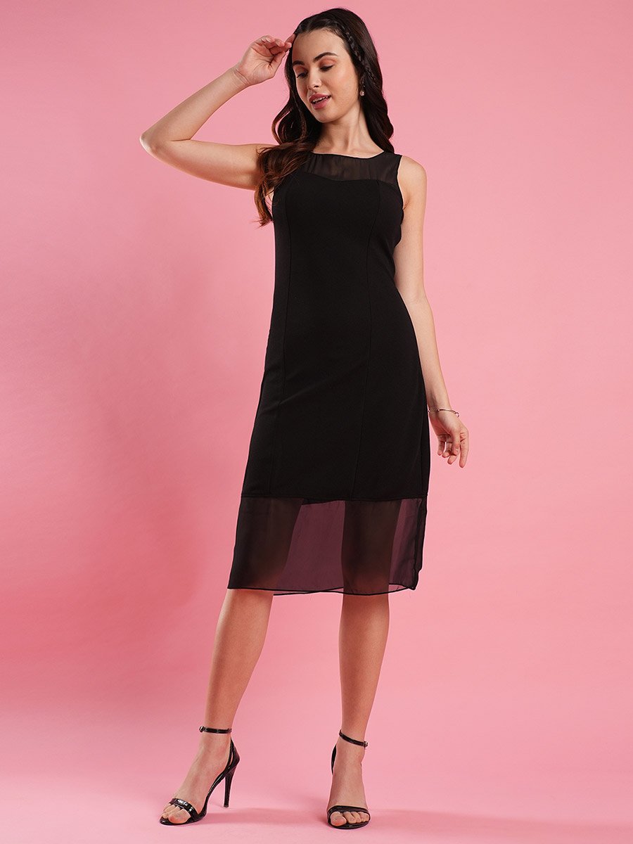 Solid Sleeveless Smocked Bodycon Midi Dress For Women at Kuwait | Styli