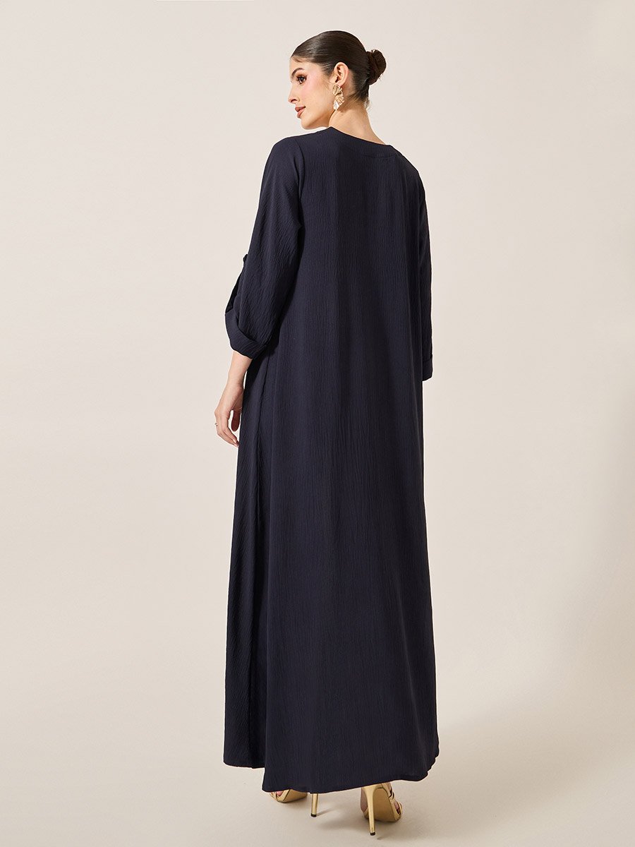Embroidered V-Neck A-Line Jalabyia