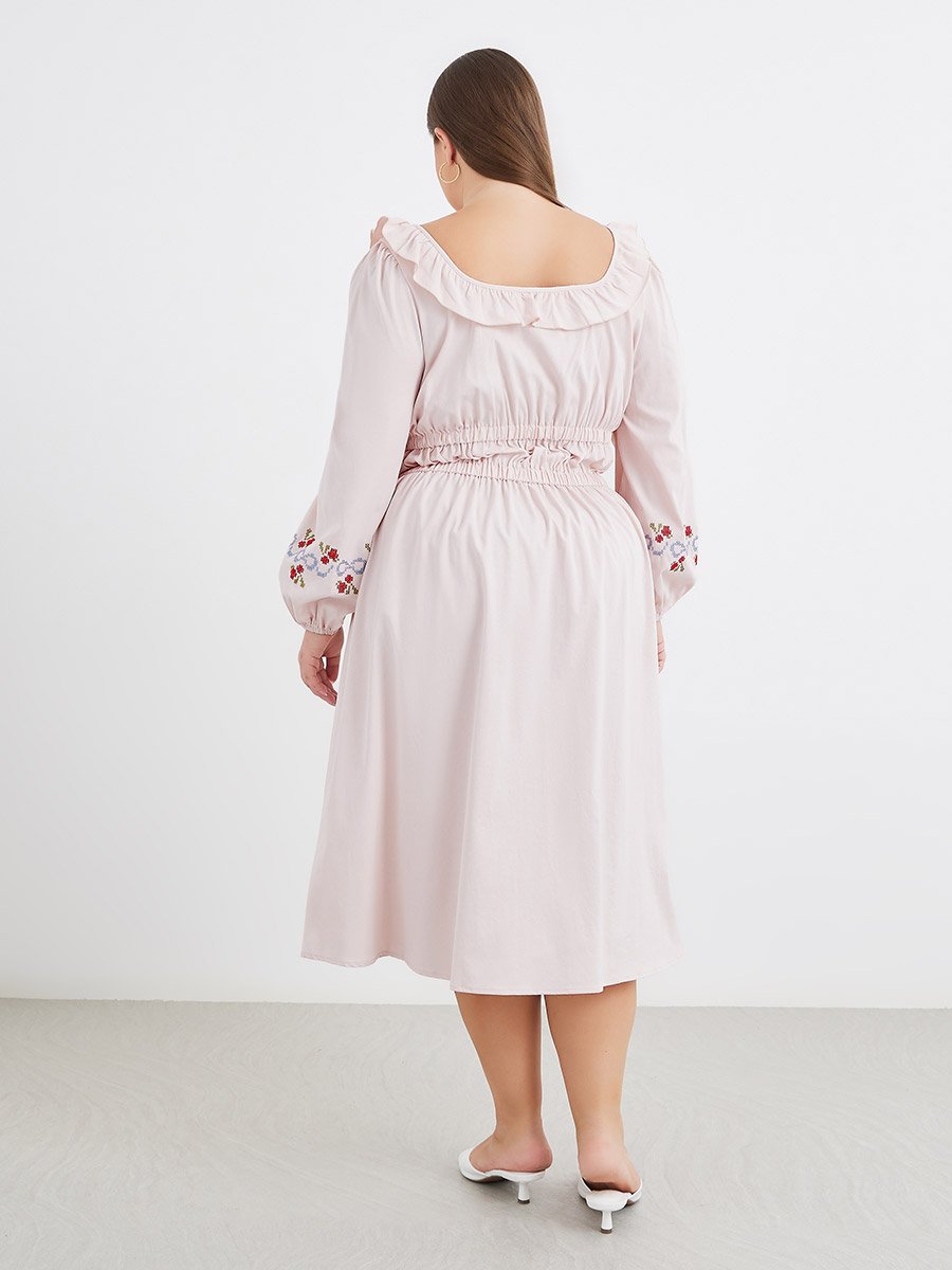 Plus Size Midi Dress with Bow Tie-Up Detail