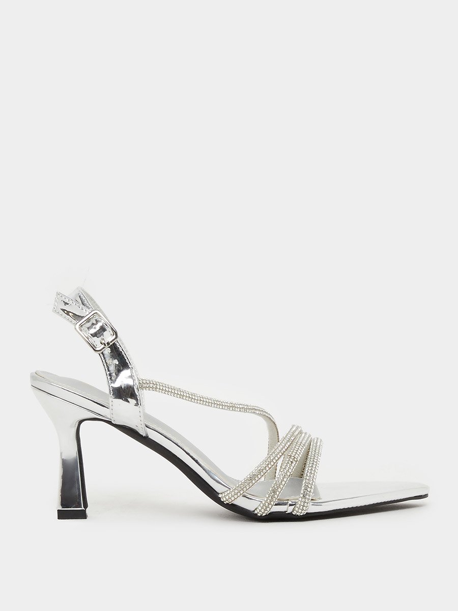 Embellished Strappy Stiletto Heel Singback Sandals
