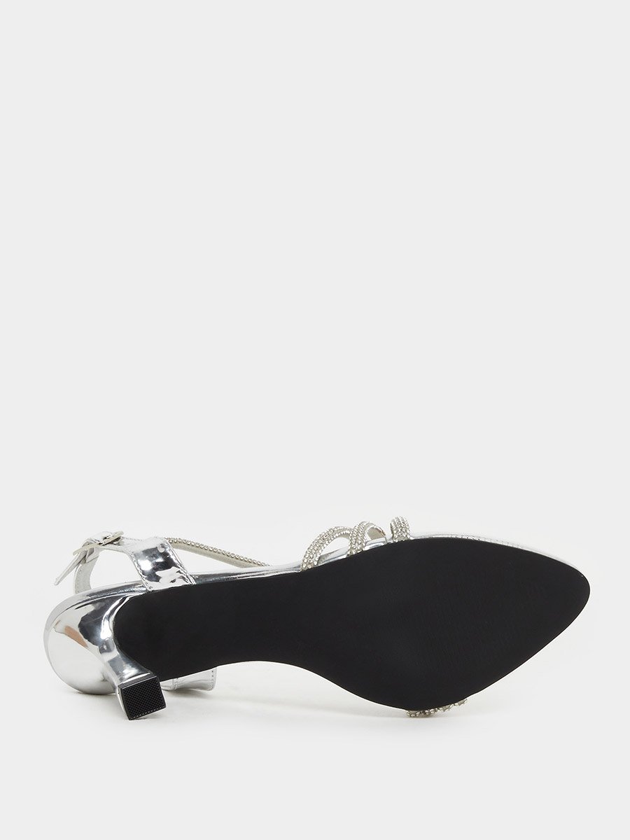 Embellished Strappy Stiletto Heel Singback Sandals