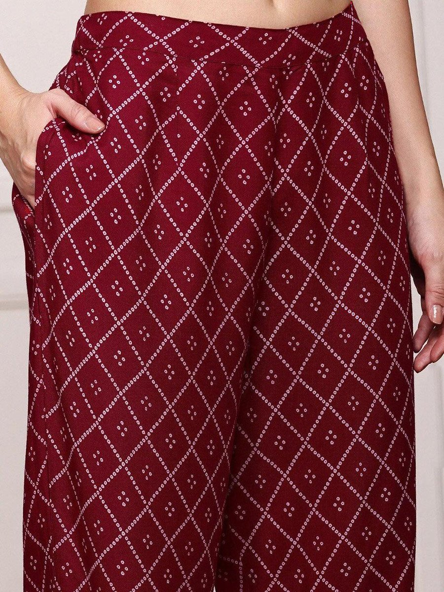 Printed V Neck Kaftan Kurta and Pants Set