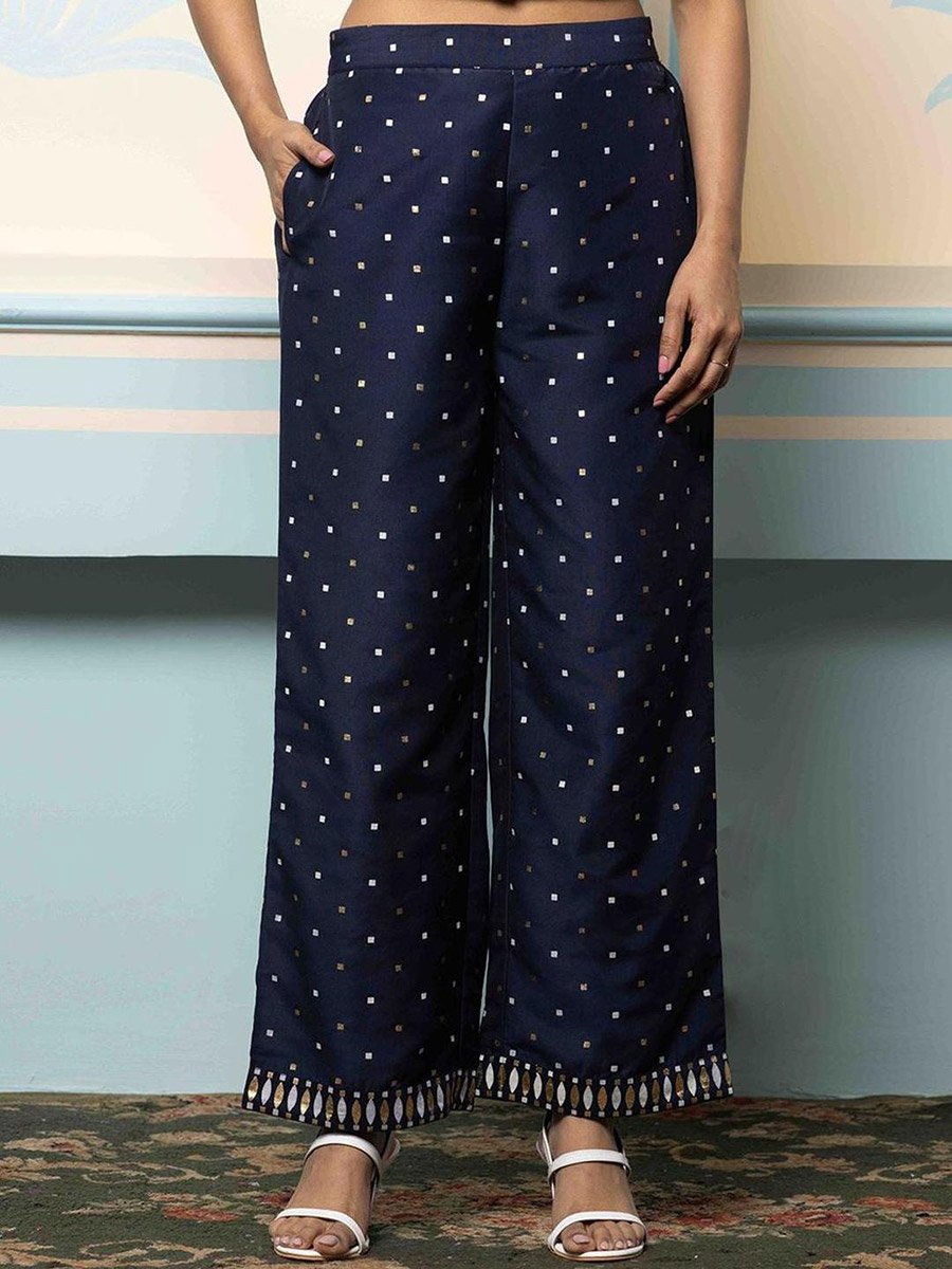 Polka Dot Print V-Neck Kaftan with Pants Set