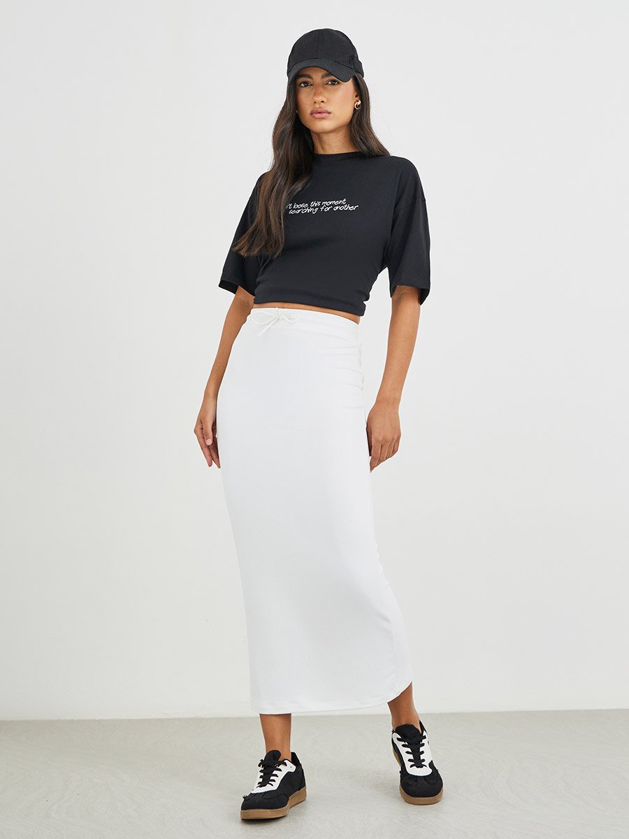 Slogan Print Short Sleeve Oversized T-Shirt