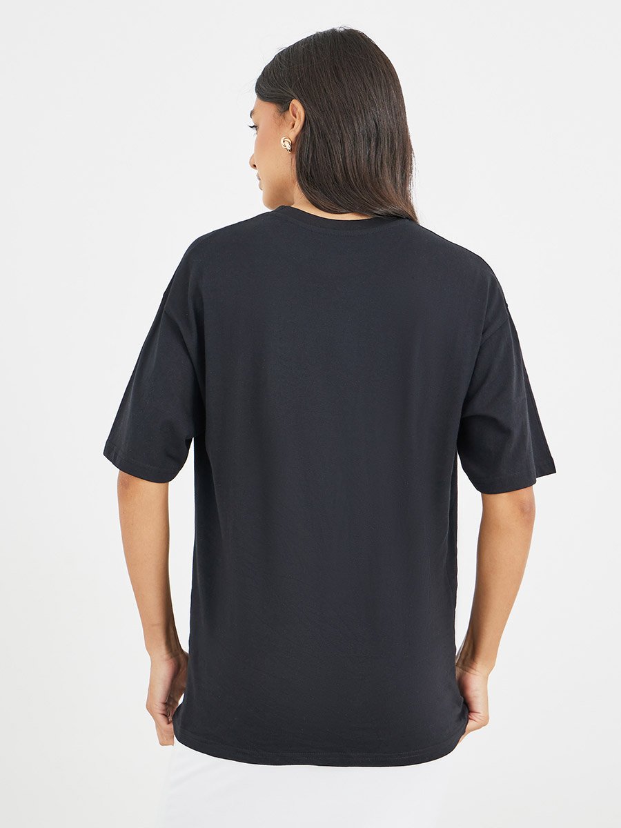 Slogan Print Short Sleeve Oversized T-Shirt
