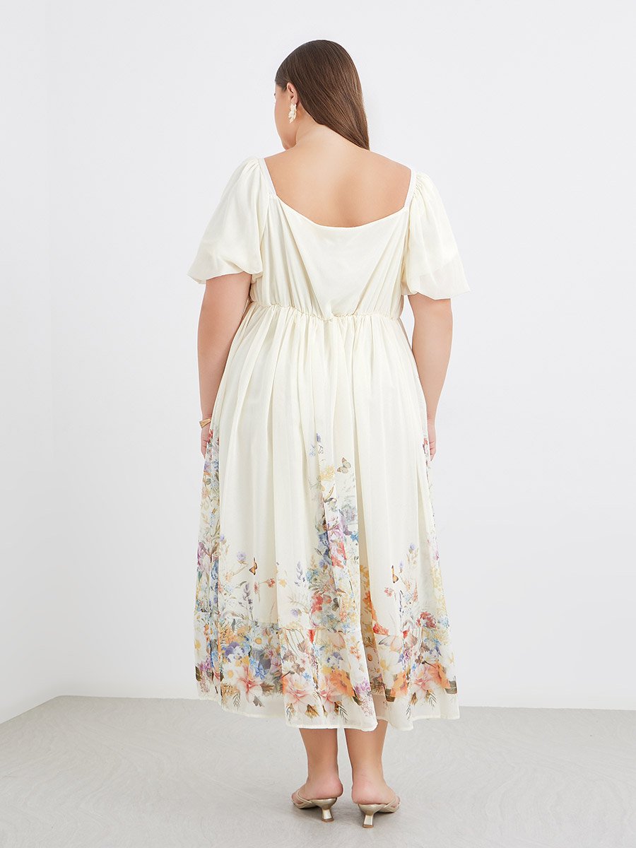Plus Midi Dress with Square Neck