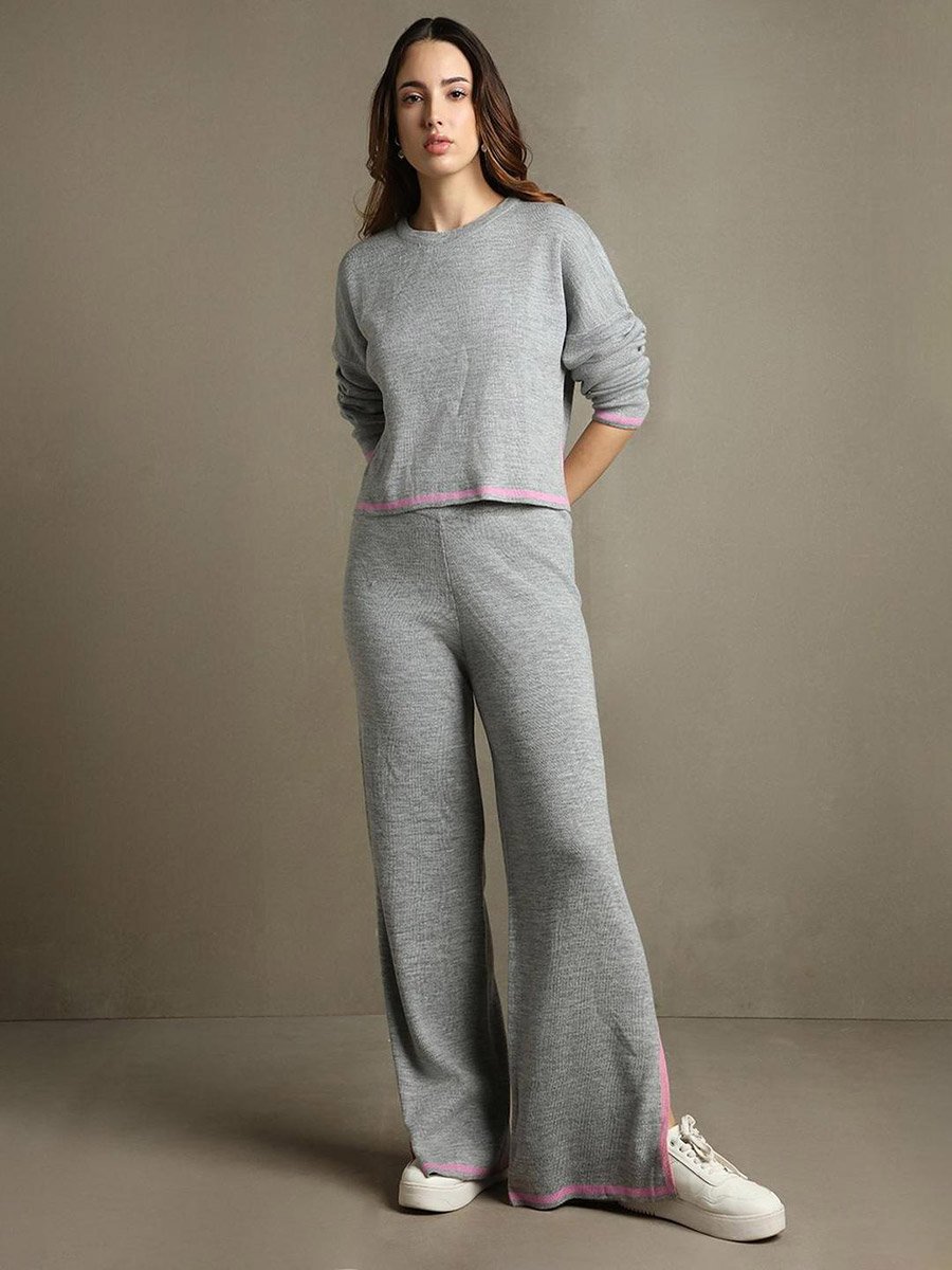 Regular Fit Solid Full Sleeve Co-Ords