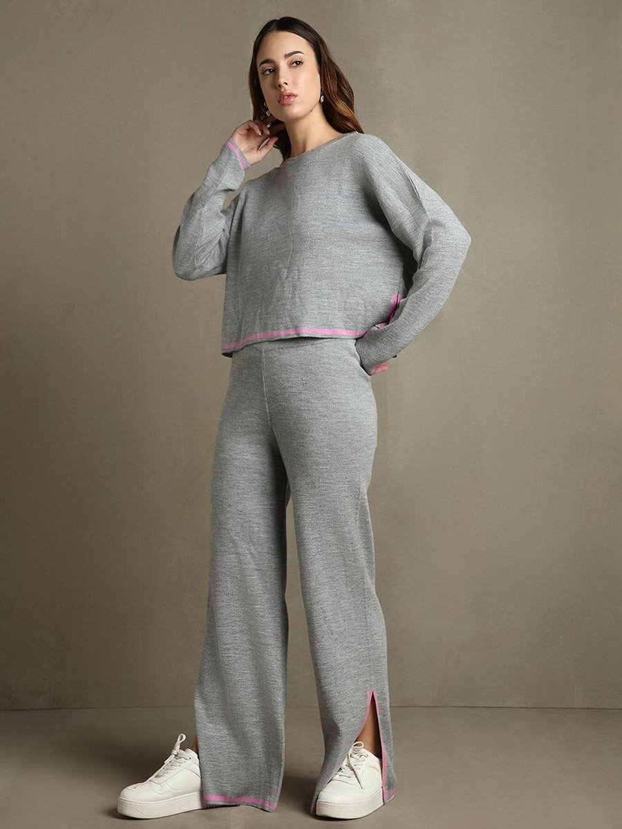 Regular Fit Solid Full Sleeve Co-Ords