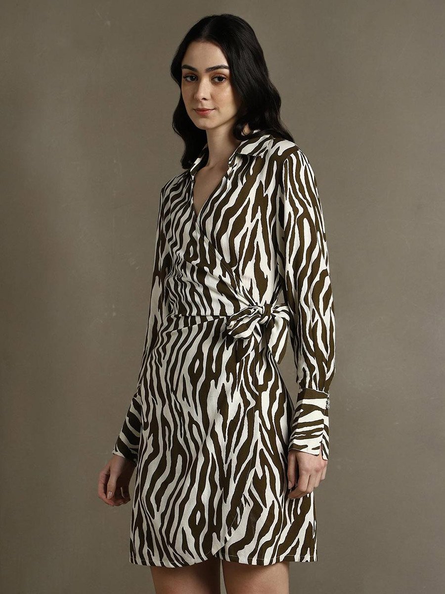 Abstract Printed Wrap Dress
