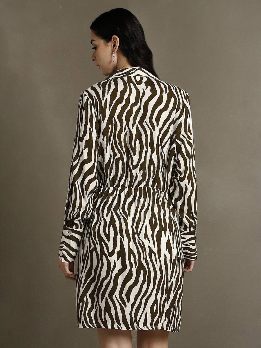 Abstract Printed Wrap Dress