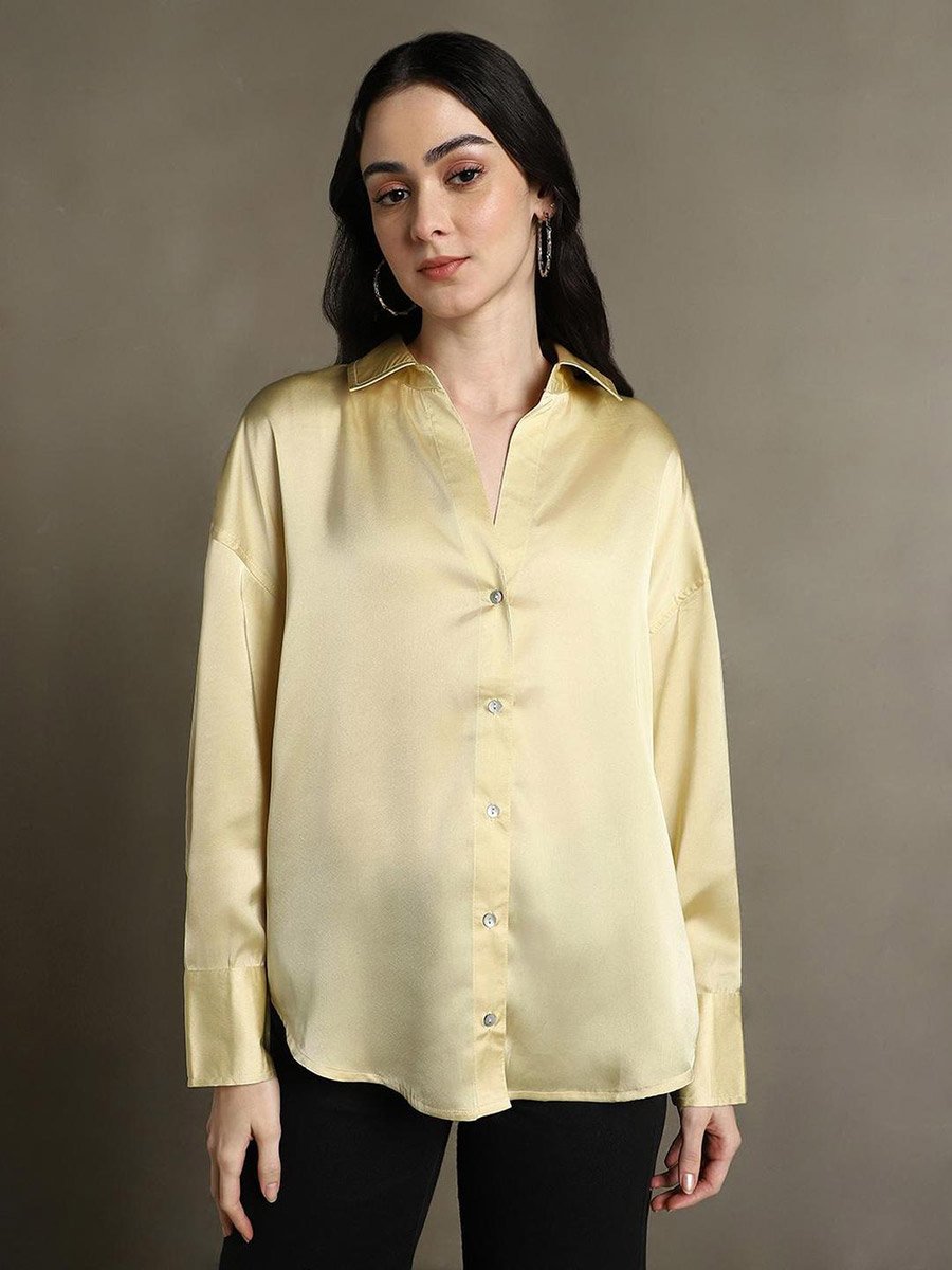 Relaxed Fit Casual Shirt with Spread Collar