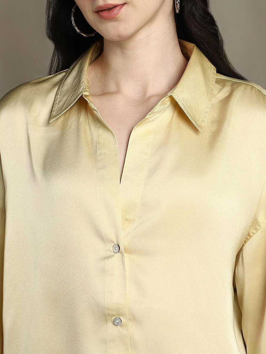 Relaxed Fit Casual Shirt with Spread Collar