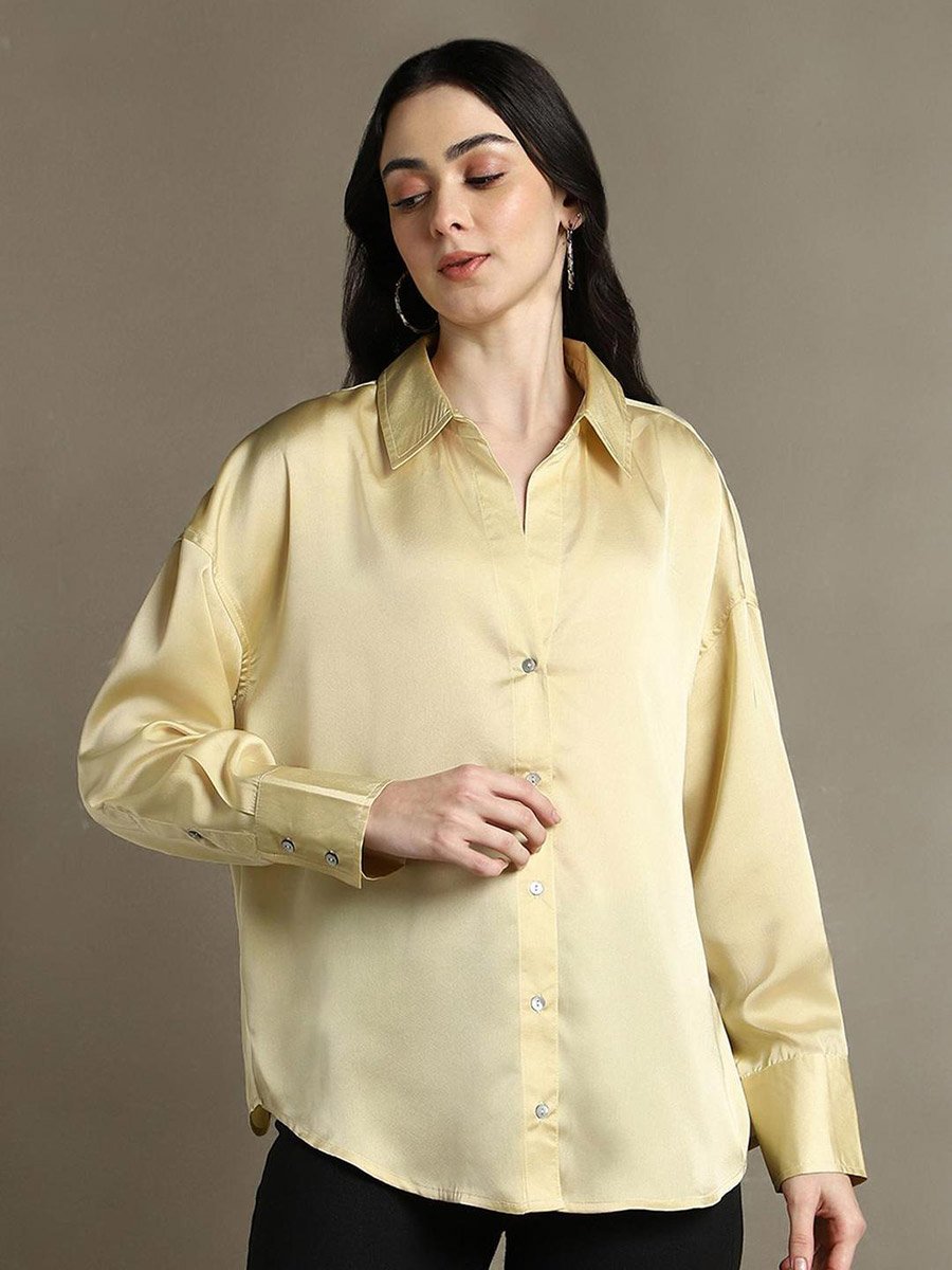 Relaxed Fit Casual Shirt with Spread Collar