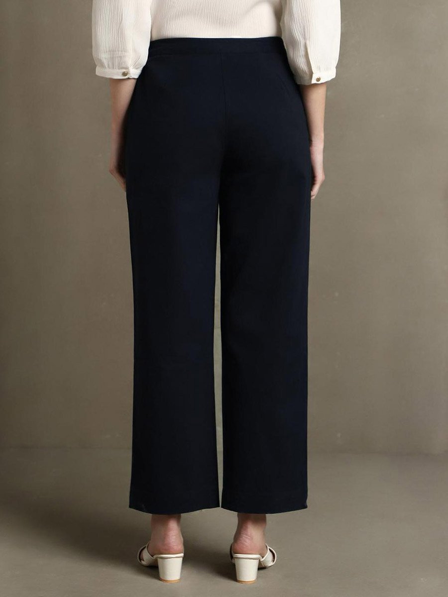 Cotton Mid-Rise Straight Fit Formal Trousers